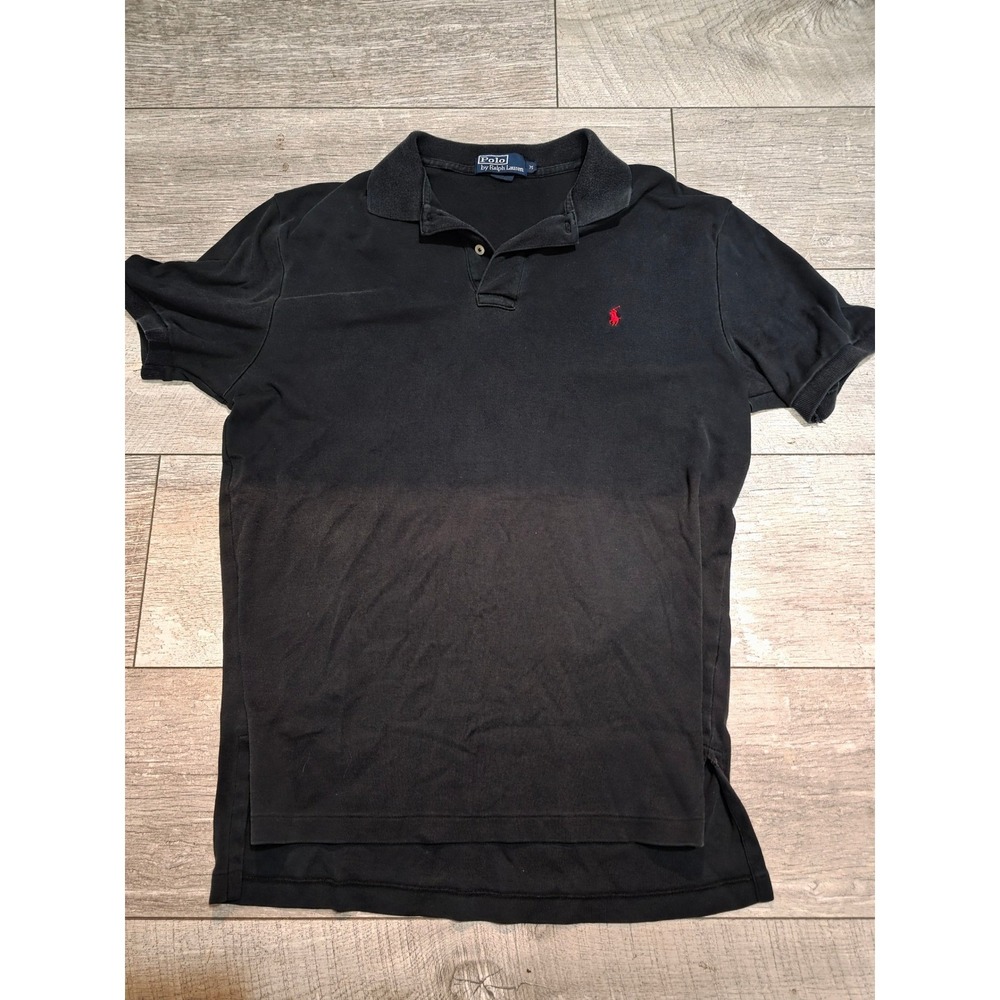 Polo Ralph Lauren Mens Pique Polo Shirt Medium Black Red Pony Short Sleeve